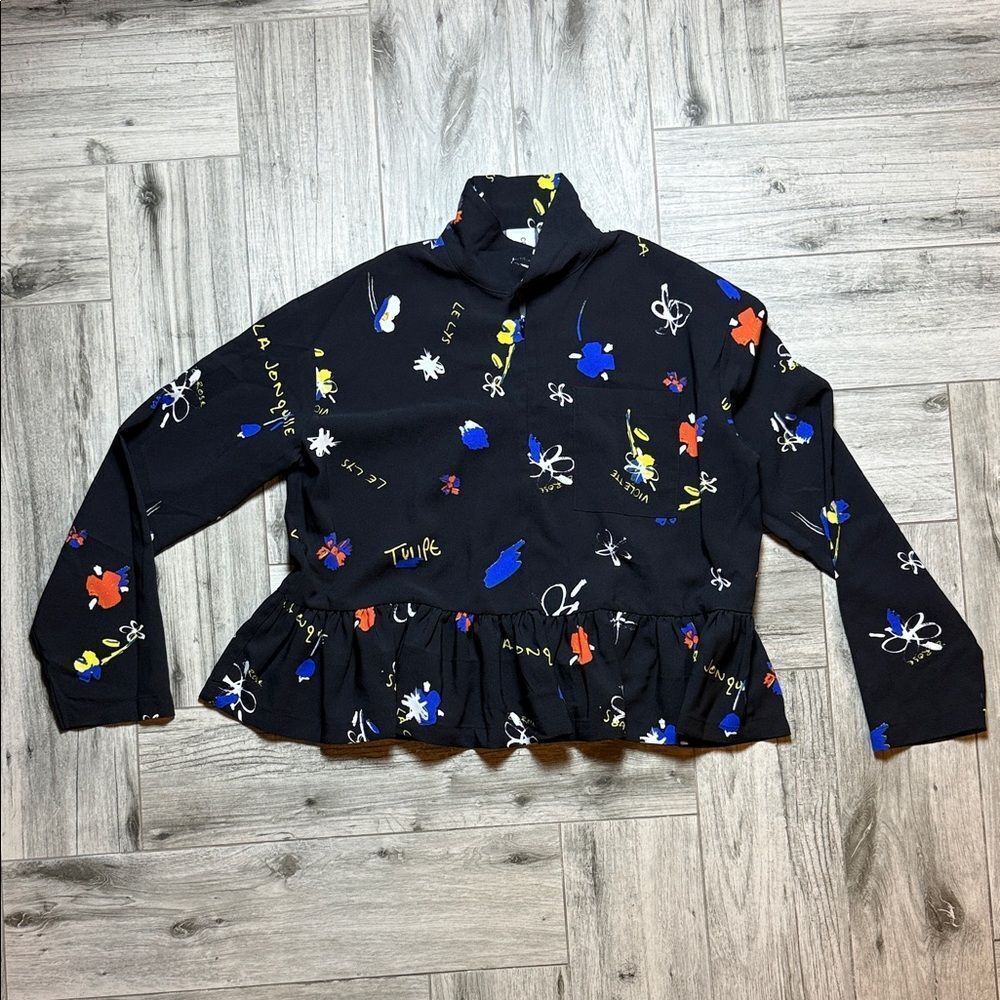 Collusion Black Floral Women's Top Size US 4